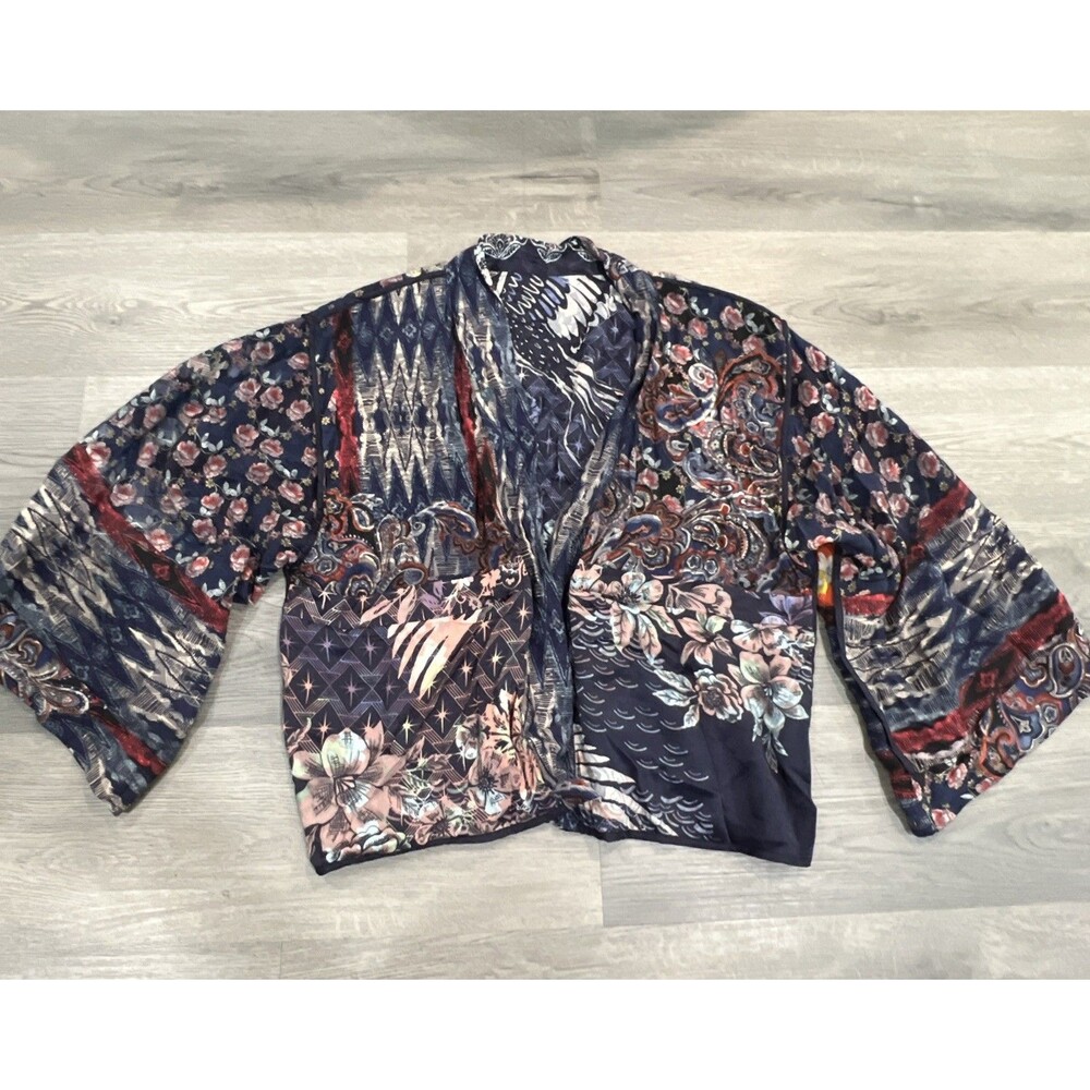 Johhny Was Embroidered Reversible Kimono Distinc Eclectic Prints Patch Jacket S